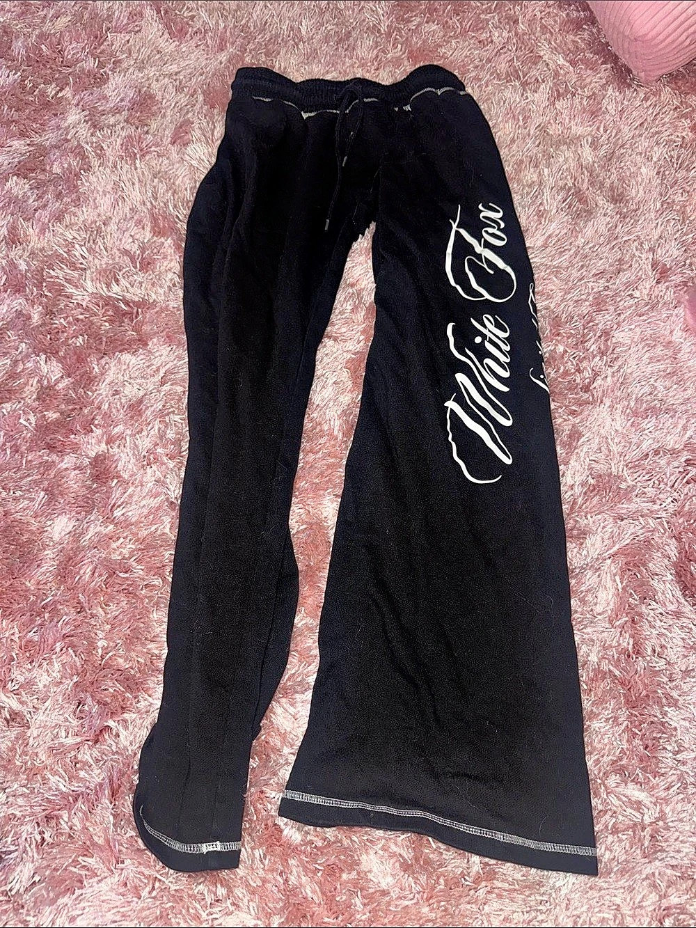 White Fox Black Flare Track Pants